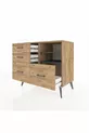 Commode Hyperion 2 étagères 4 tiroirs Pin-Anthracite/Pin