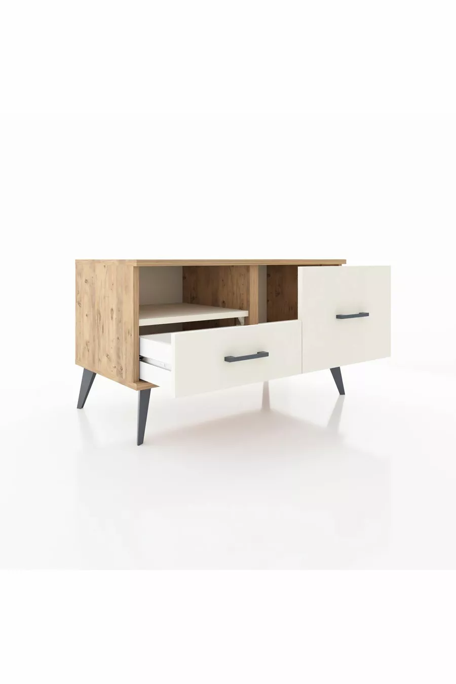 Commode Hyperion à une étagère et 2 tiroirs en pin-pierre d'onyx