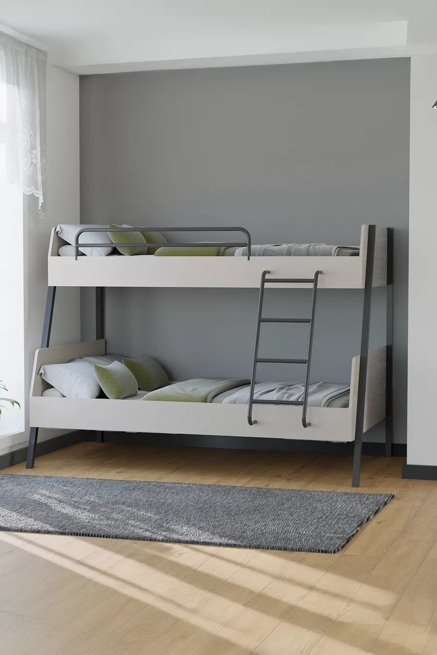 Lits superposés pour jeunes avec pieds en métal Cardi pour chambre d'enfant