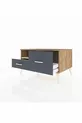Commode Kronos à une étagère et 2 tiroirs Pin-Pierres d'ardoise/Anthracite