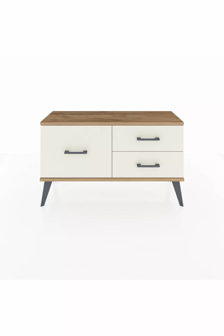 Commode Arges 3 tiroirs Anthracite-Sapin/Pierre de Lune