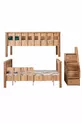 Lits superposés profil MDF, lit superposable Deluxe détachable - Noyer + 2 matelas Comfort