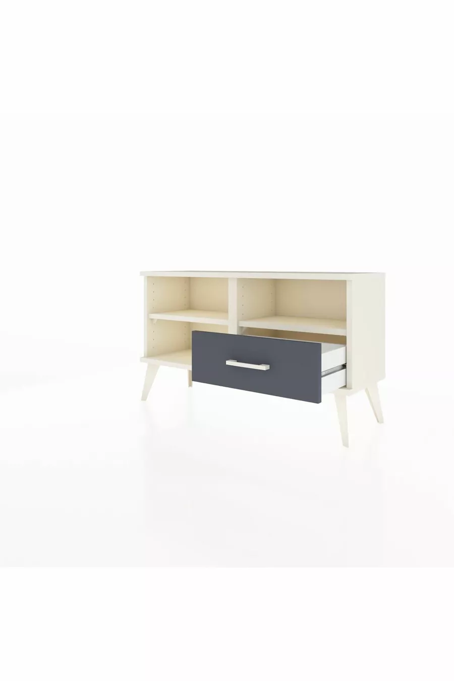 Commode Arges 2 étagères 1 tiroir Pierre de lune / Anthracite