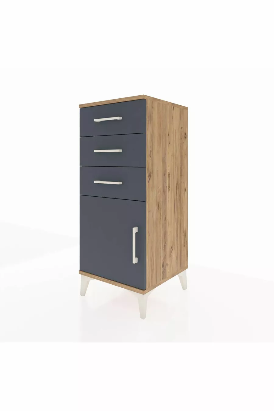 Commode Hyperion avec une étagère, 3 tiroirs et une porte, en pin-anthracite
