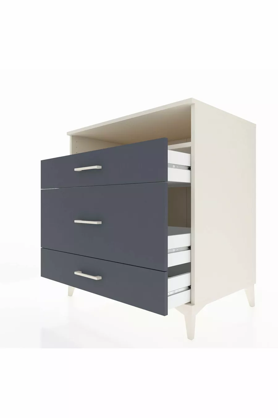 Commode Kronos avec une étagère et 3 tiroirs, Pierre de lune-Anthracite