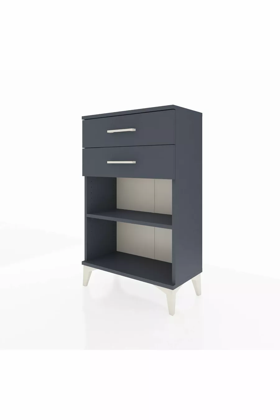 Chevet Arges à une étagère et 2 tiroirs Anthracite-Anthracite