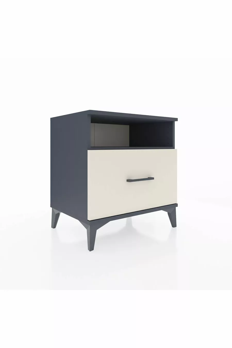 Table de chevet Hyperion avec une étagère et un tiroir, anthracite-ardoise