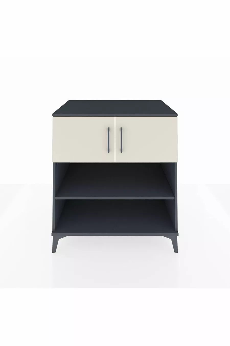 Commode Kronos 3 étagères 2 portes Anthracite-Pierre de lune