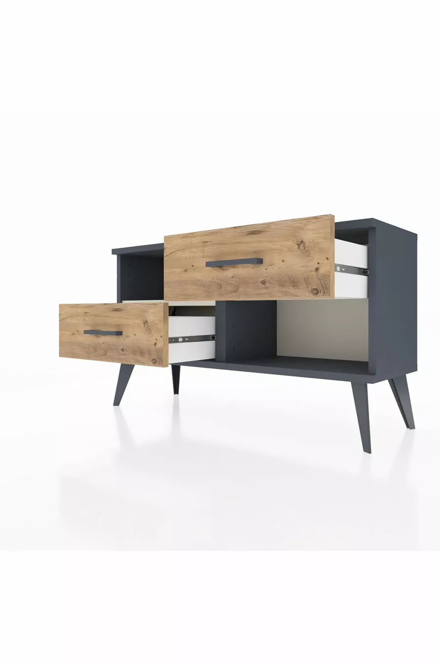 Commode Arges à une étagère et 2 tiroirs Anthracite-Pierre de lune/Merisi