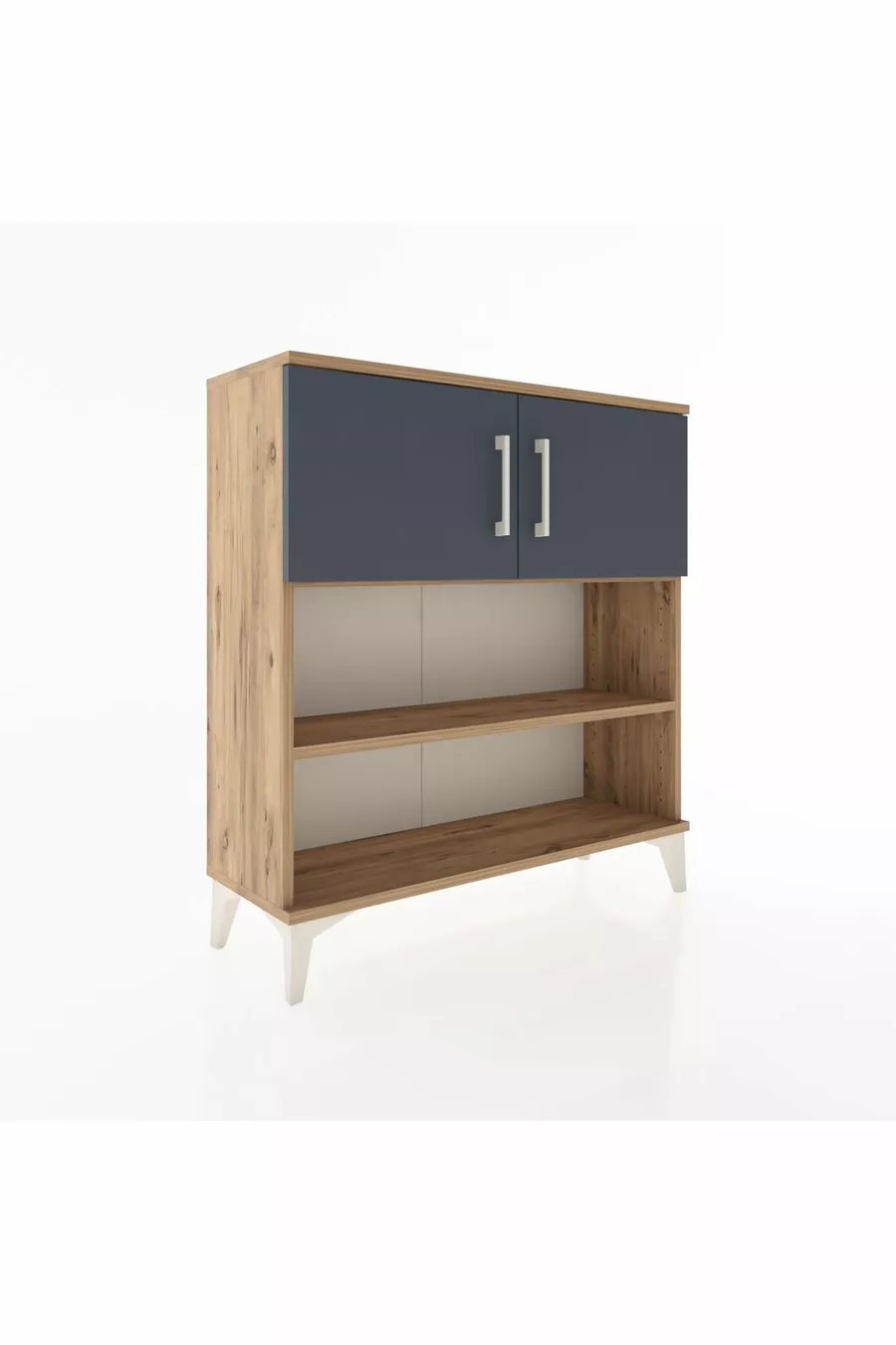 Commode Arges 3 étagères 2 portes Pin-Anthracite