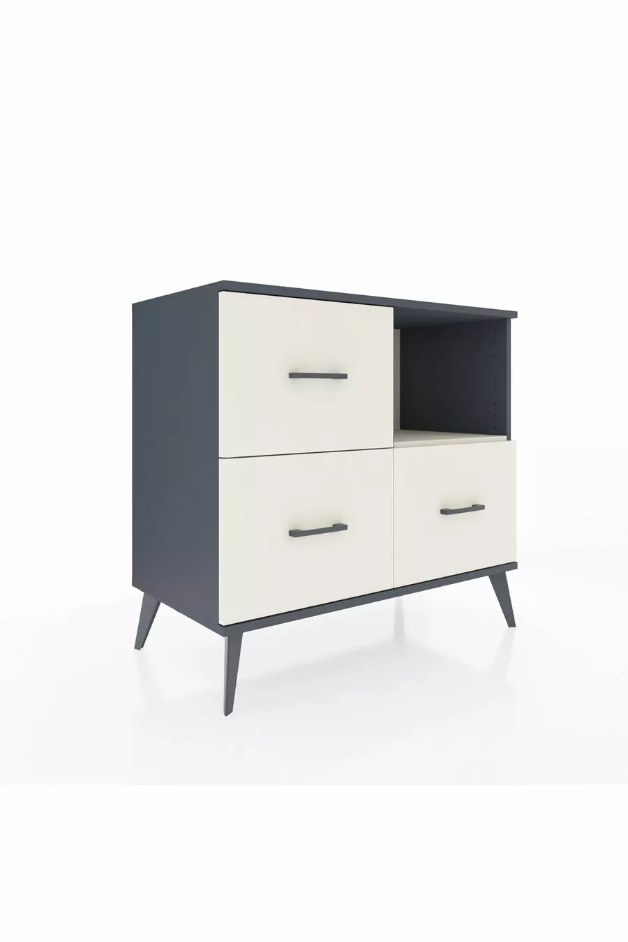 Commode Hyperion à une étagère et trois tiroirs Anthracite-Quartz