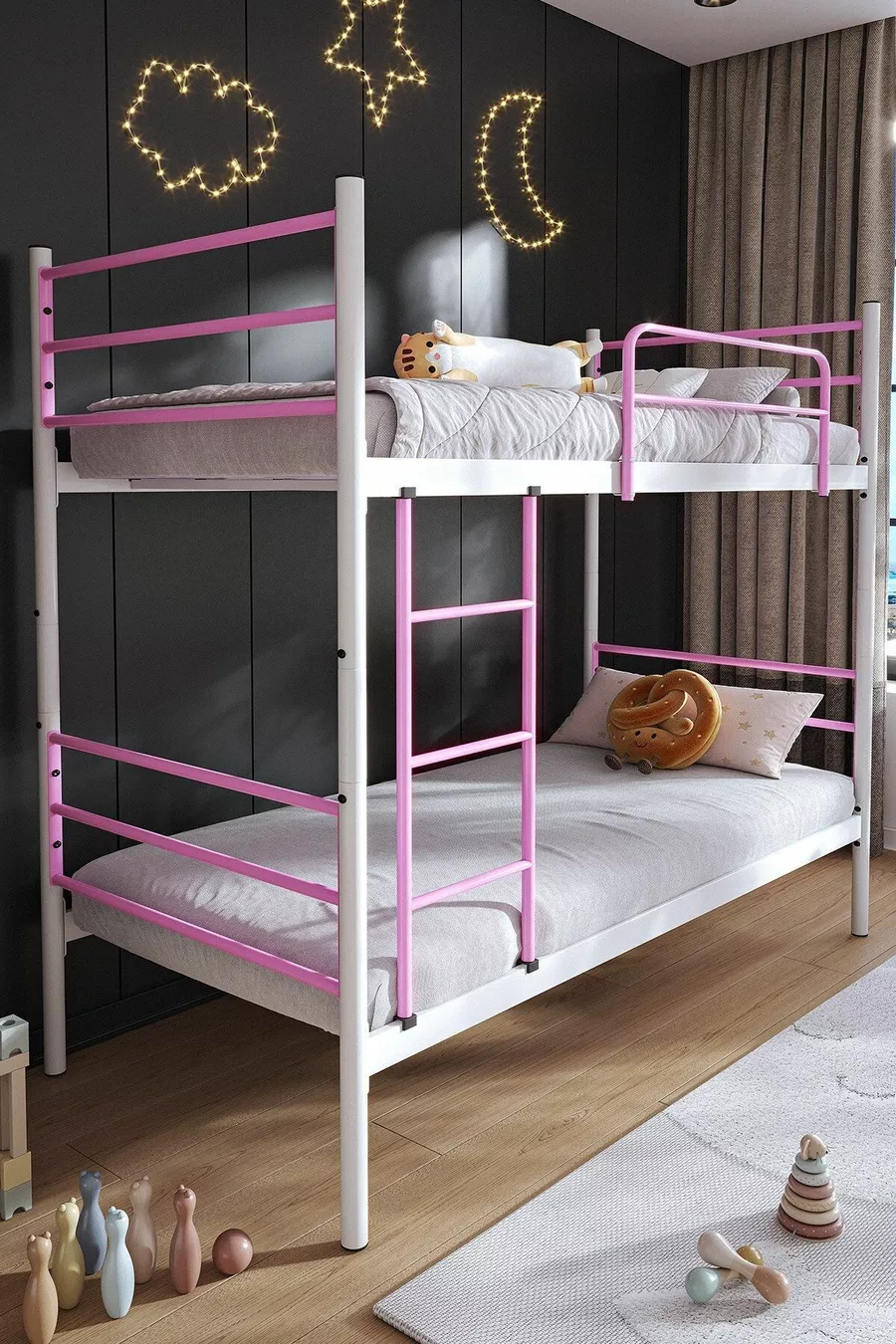 Lit superposé Trend compatible matelas Rose clair Métal démontable