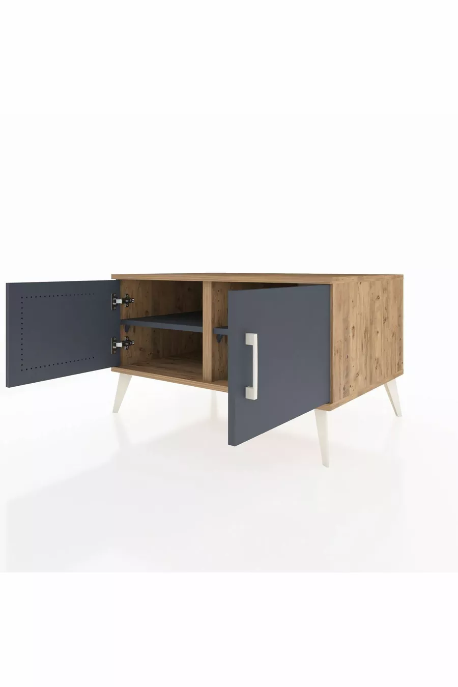 Commode Kronos 2 étagères 2 portes Pin-Anthracite