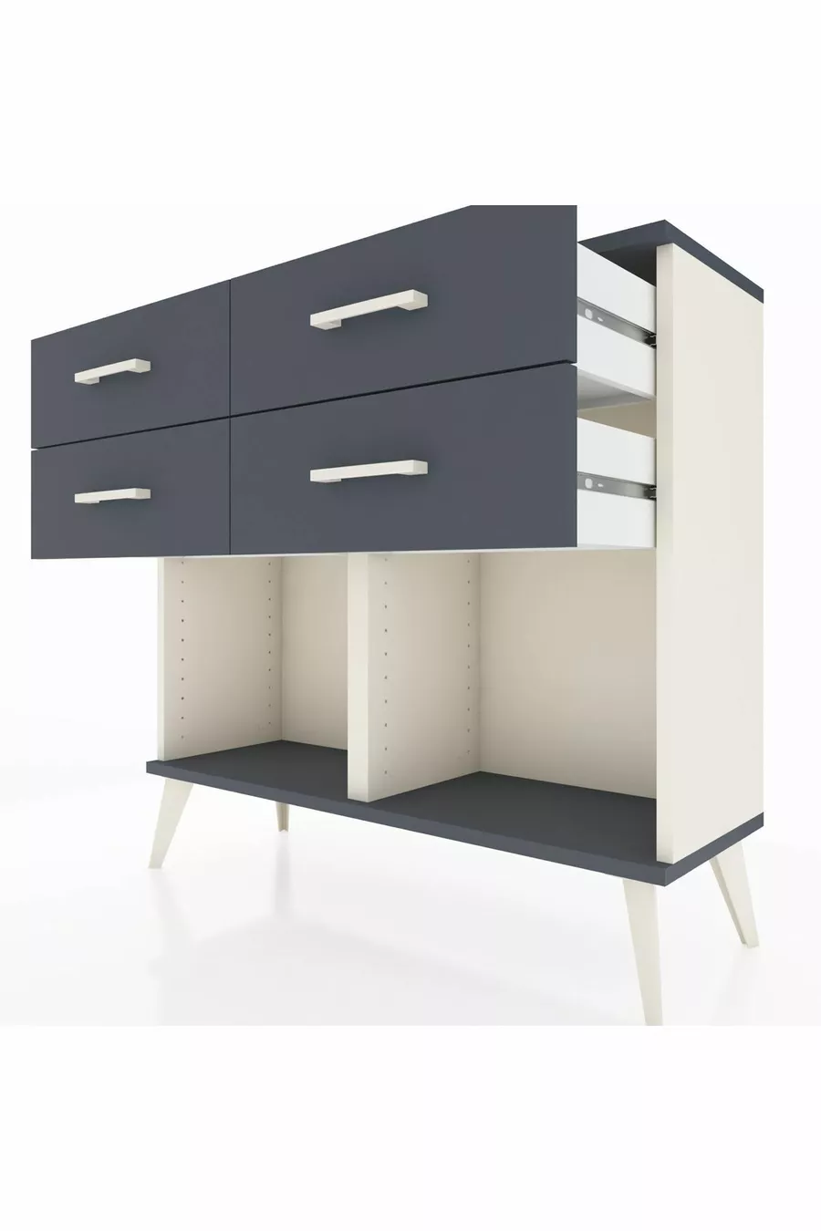 Commode Arges 4 tiroirs Pierre de lune-Anthracite