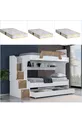 Lits superposés, Lit superposé pour enfants Inci avec lit gigogne en noyer, lot de 3 matelas confort