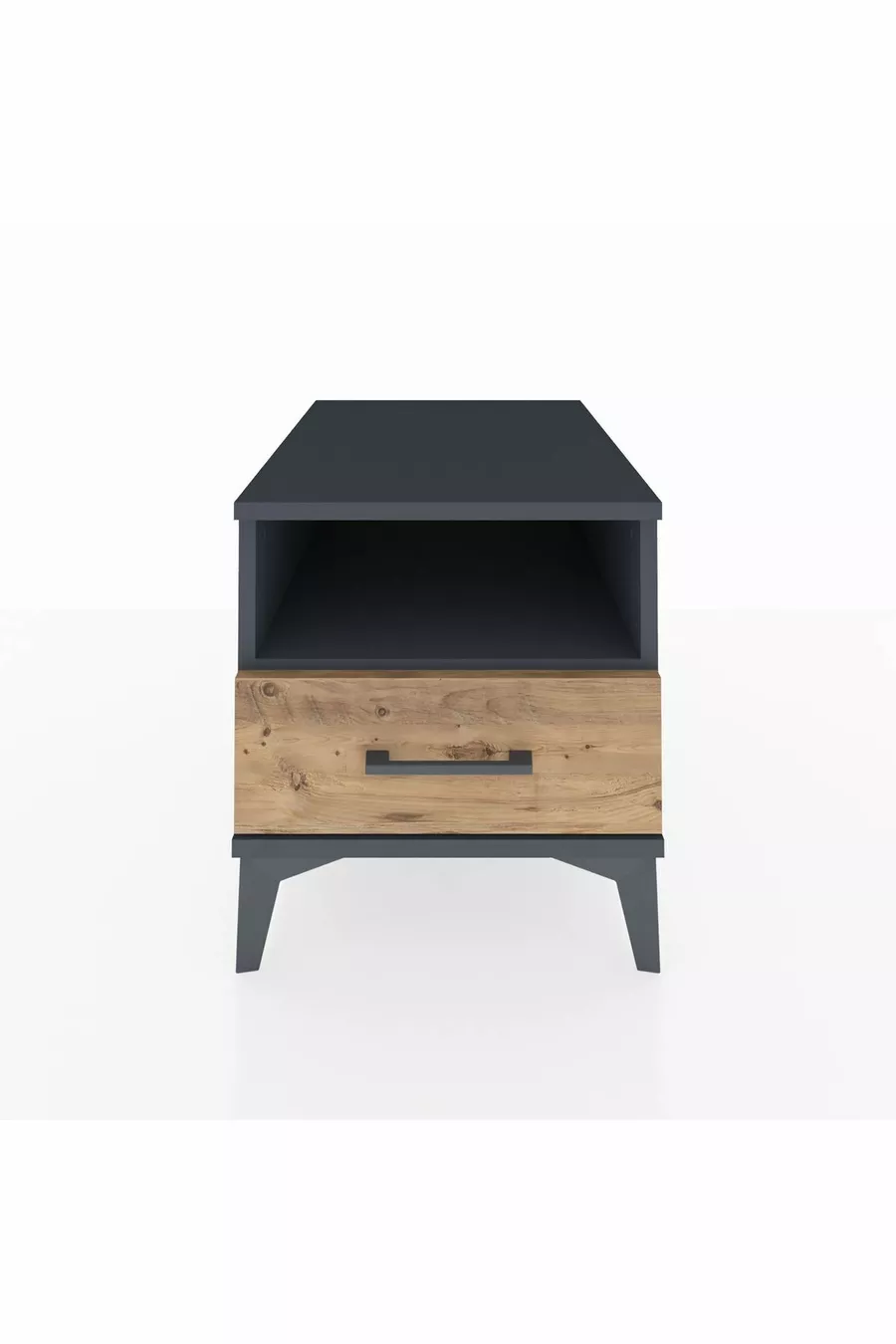 Chevet Kronos à une étagère et un tiroir Anthracite-Pin