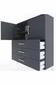 Commode Arges avec 2 étagères, 3 tiroirs et 2 portes, Anthracite-Anthracite
