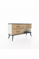 Commode Arges 3 tiroirs Pierre d'Agate-Anthracite/Pin