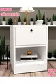 Table de chevet avec serrure et compartiment secret, MDF, livré monté, pas besoin d'assemblage