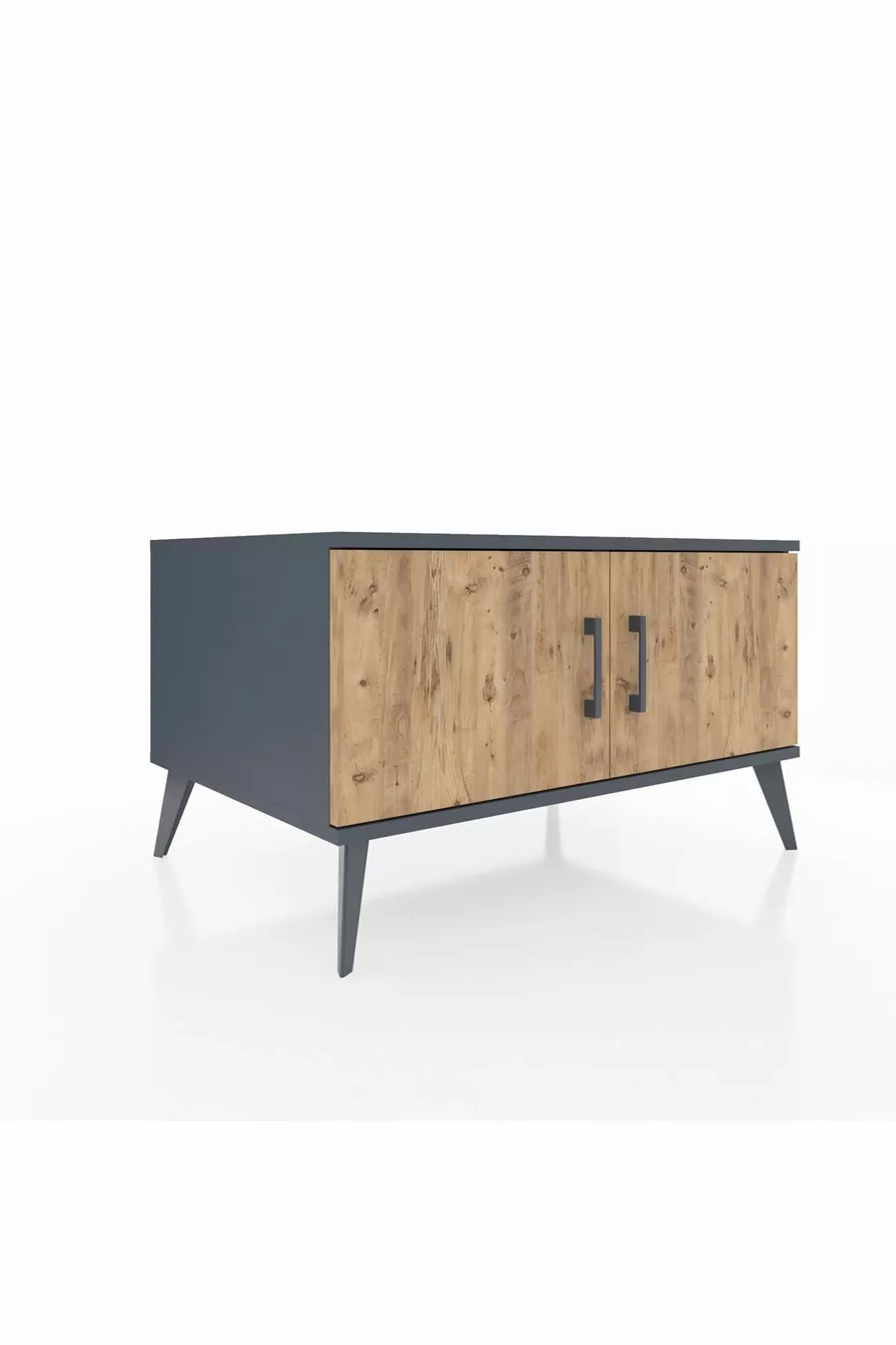 Commode Kronos 2 étagères 2 portes Anthracite-Pin/Anthracite