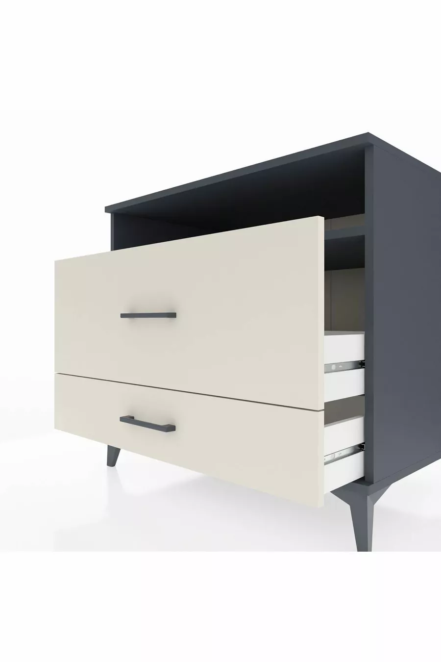 Commode Kronos avec une étagère et 2 tiroirs Anthracite-Pierre de Lune