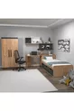 Chambre Jeune Akser Ensemble 4 pièces – Pin Atlantique Anthracite (Bureau, Lit, Armoire, Étagère Murale)