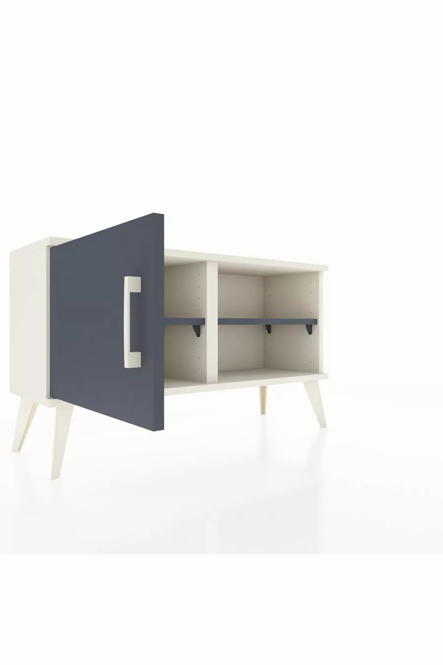 Commode Arges 2 étagères avec 1 porte Pierre de lune-Anthracite
