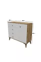 Commode moderne simple à 4 tiroirs et 1 porte, couleur écru et noyer