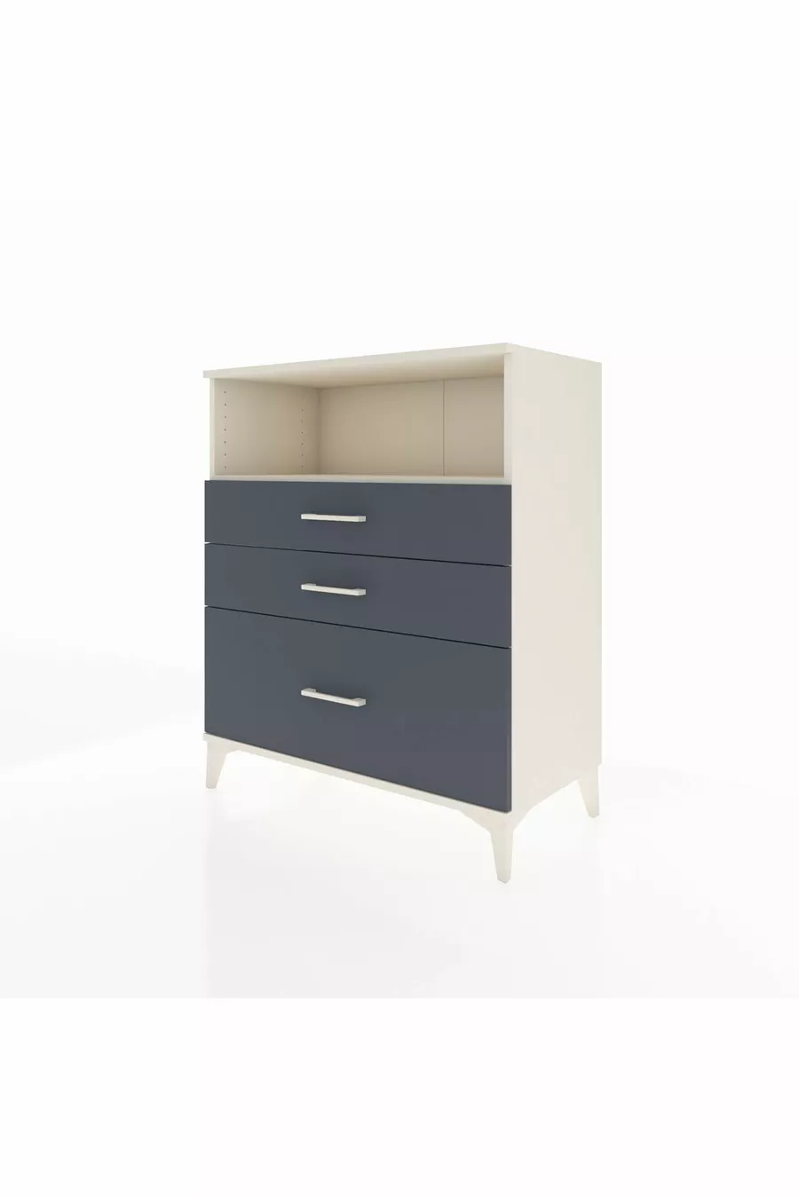 Commode Hyperion à une étagère et 3 tiroirs Aigue-marine-Anthracite
