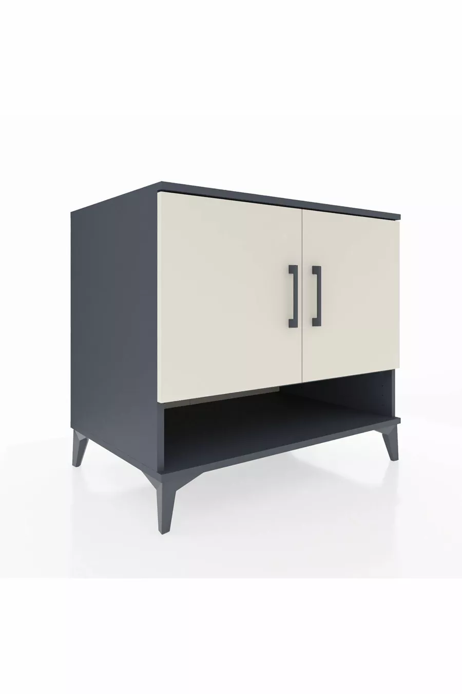 Commode Kronos 2 étagères 2 portes Anthracite-Pierre de lune