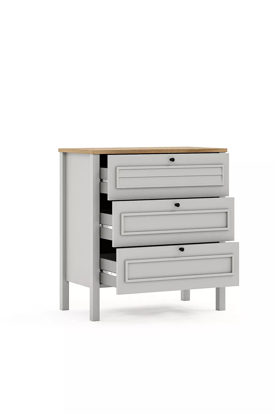 Commode Taiga 3 tiroirs, linge de lit Chambre à coucher Chambre de bébé Gris