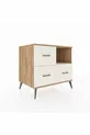 Commode Kronos à une étagère et 3 tiroirs en pin et pierre de lave