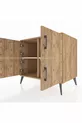 Commode Kronos à 2 étagères et 4 portes Pin-Pin/Marbre blanc