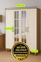 Armoire Nefes MDF à 4 portes et tiroirs | Revêtement Rehau | Pieds en bois de charme | Structure solide