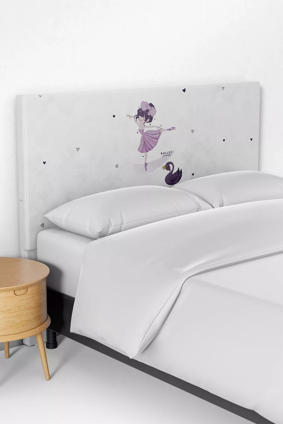 Housse de tête de lit pour enfant avec motif de cygne et ballerine