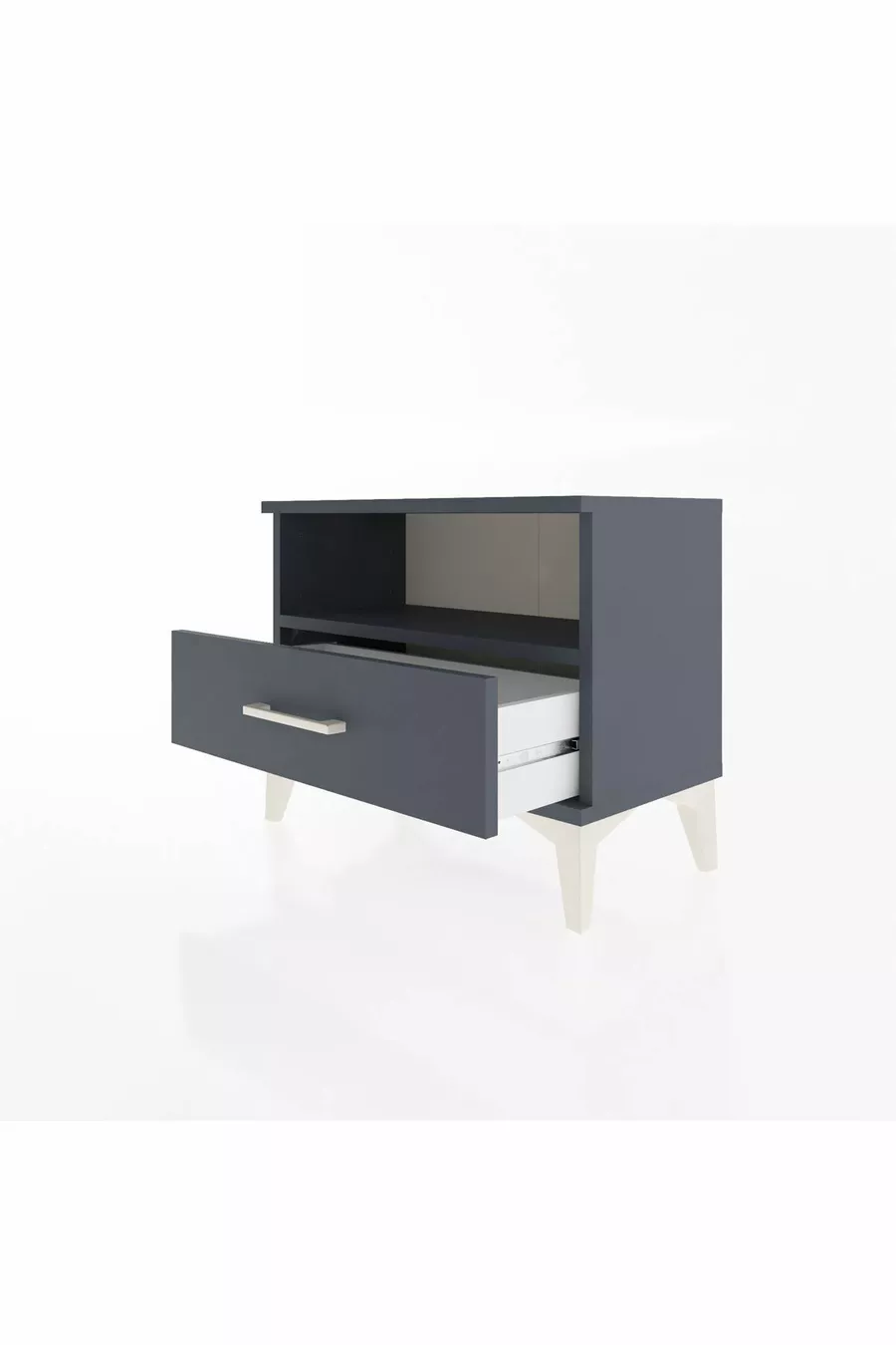Table de chevet Arges à une étagère et un tiroir, anthracite-anthracite