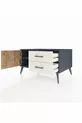 Commode Kronos à une étagère, 2 tiroirs et une porte, Anthracite-Sapin/Gris pierre