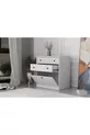 Commode blanche à deux tiroirs avec porte, sans moulures