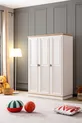 Chambre d'adolescent, Armoire Zenit à 3 portes, Lit simple avec barreaux et tiroirs, Bureau