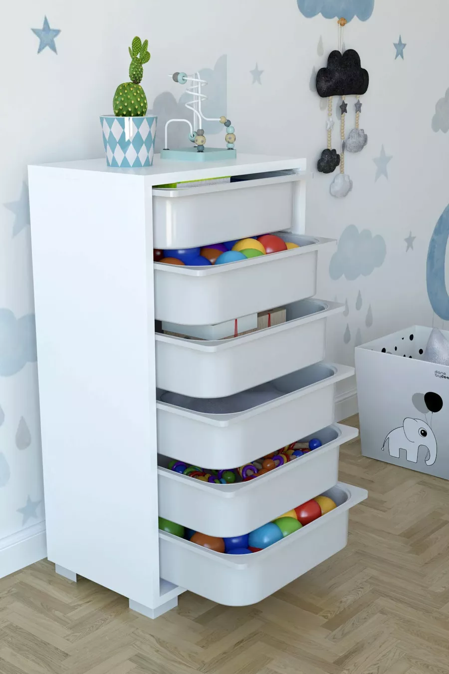 Armoire polyvalente à 6 paniers pour légumes - Meuble de cuisine blanc