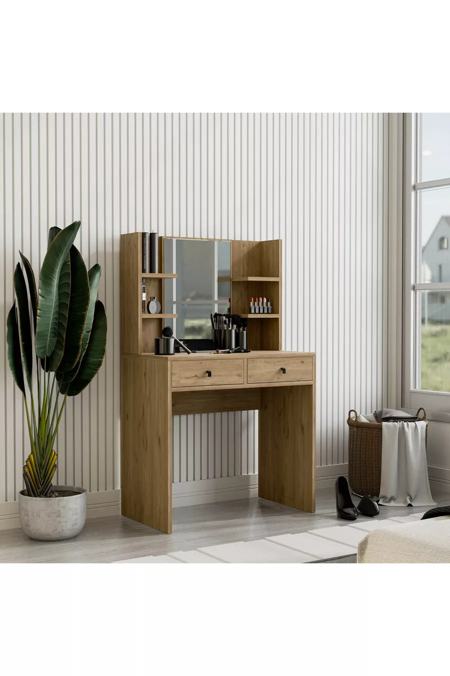  PANIER DE TABLE DE MAQUILLAGE CM MIROIR BRILLANT AVEC 2 TIROIRS