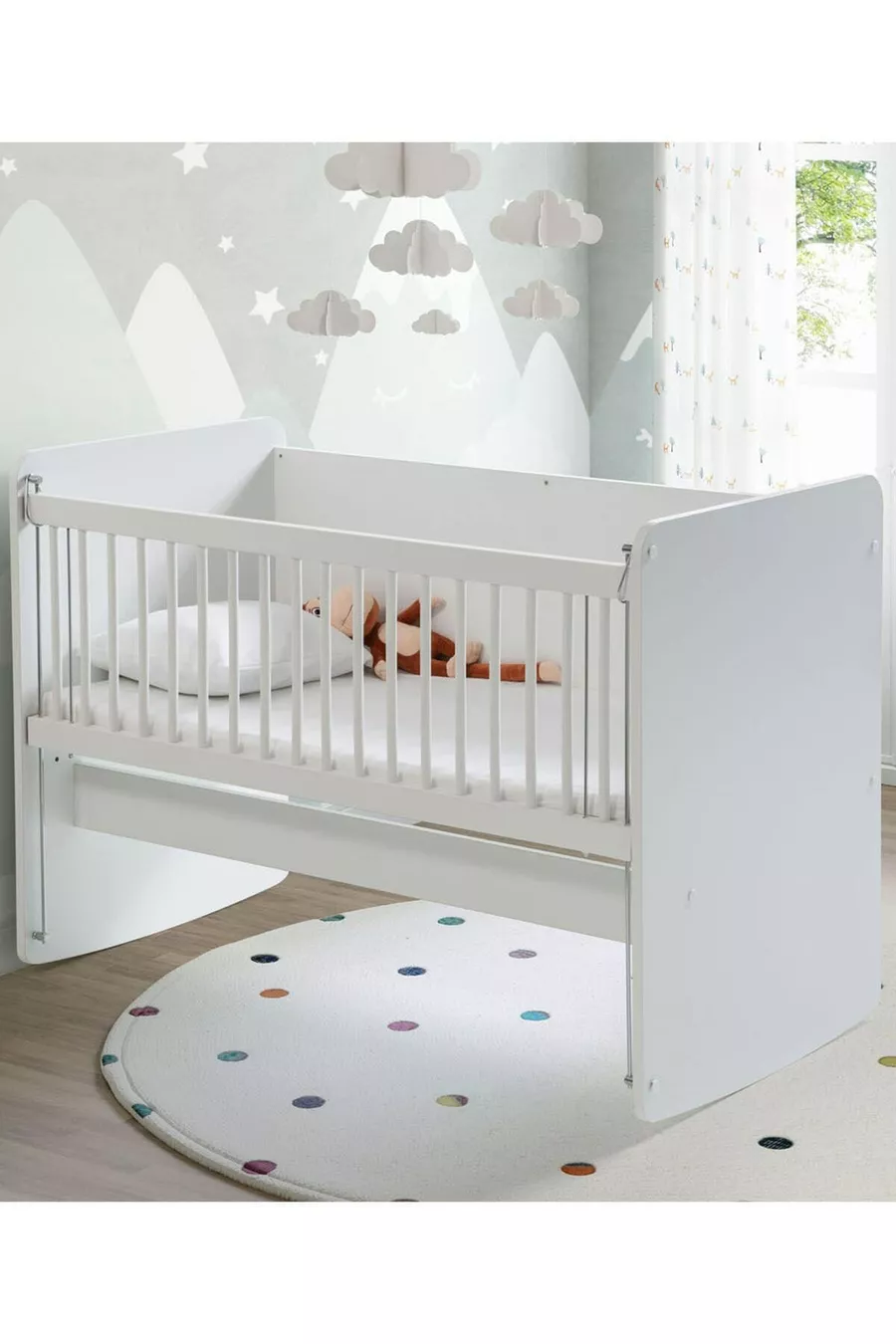 Berceau pour bébé à bascule et fixe - Lit pour bébé - Lit parc - Blanc - Cm - 