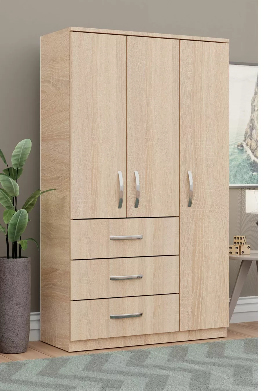 GM -S ECE LUXE 3 PORTES 3 TIROIRS ARMOIRE EN SONOMO