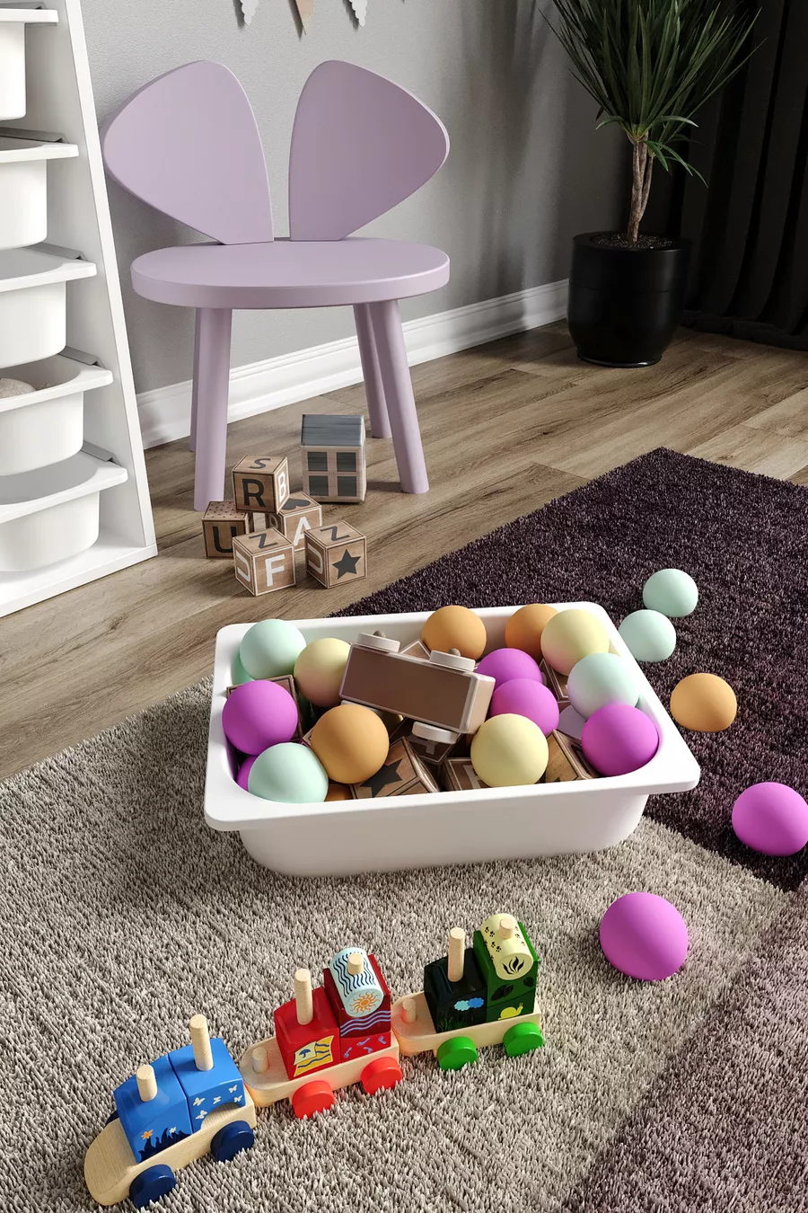 % MDF - Armoire à Jouets XL Mono 9 Paniers