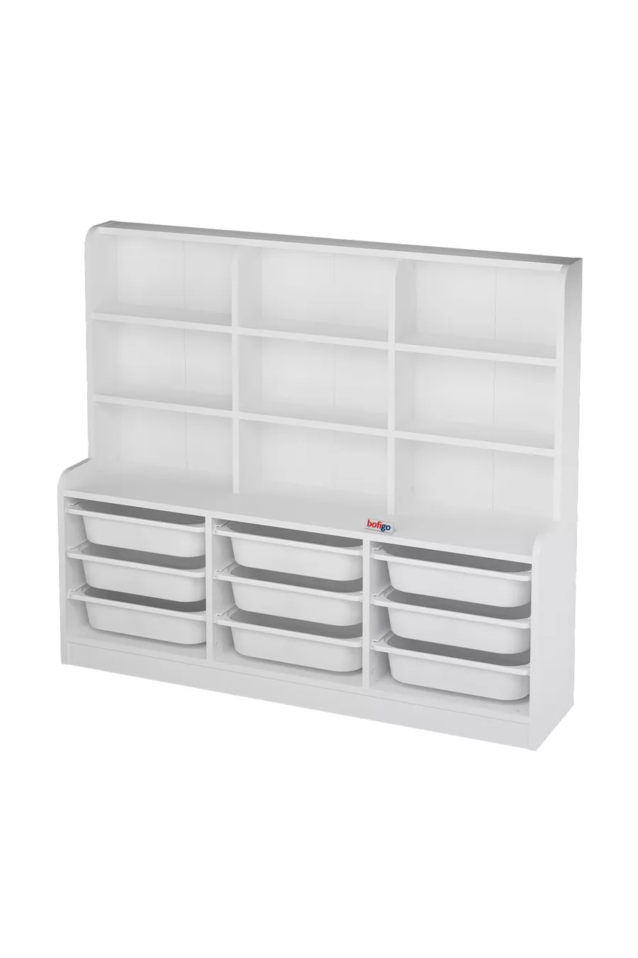 Armoire polyvalente à 9 étagères et 9 paniers pour jouets Almina blanc
