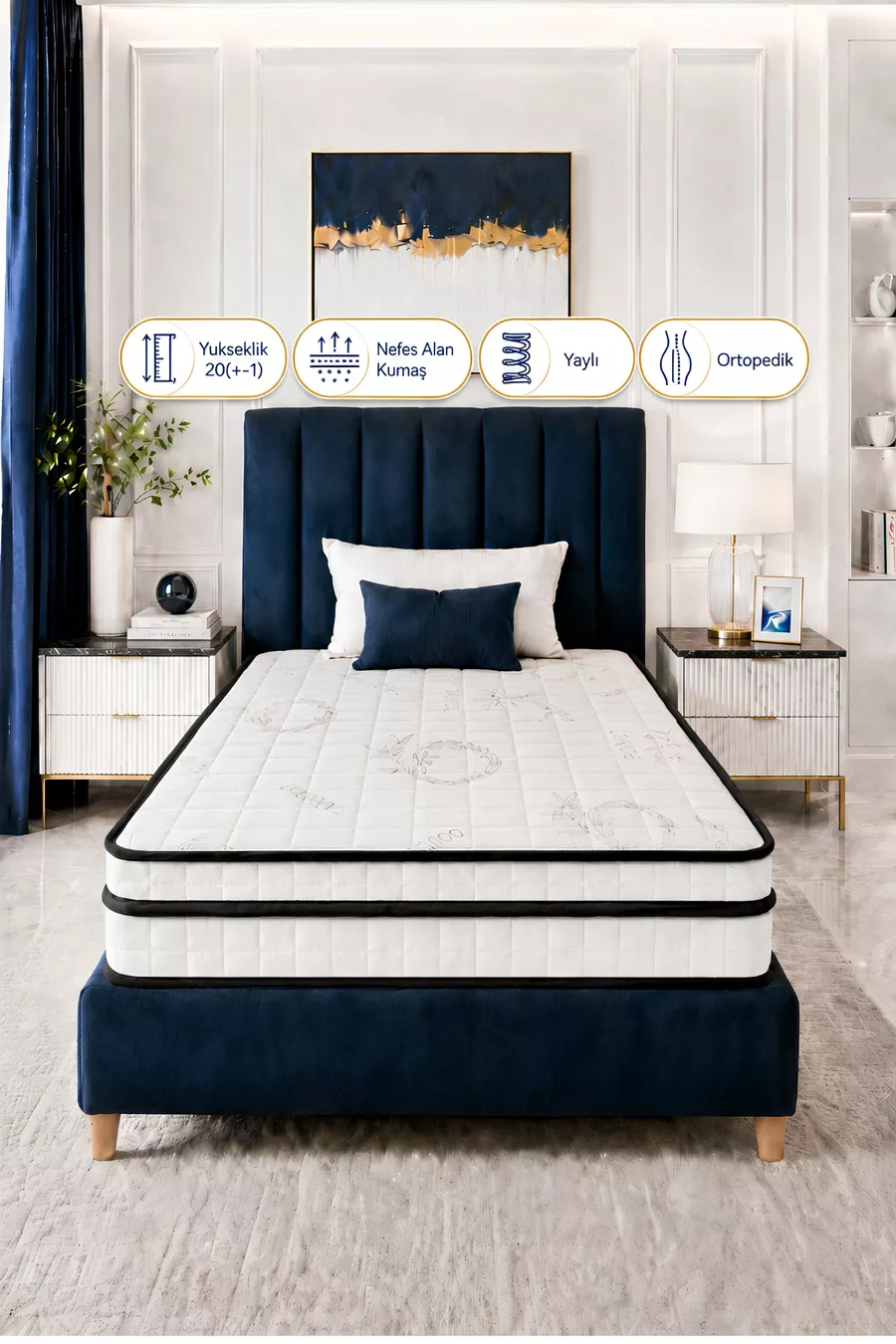Matelas Orthopédique Complet en Bambou avec Ressorts Supplémentaires  cm Options de Taille Personnalisée