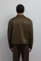 Veste pour homme en suédine synthétique kaki avec fermeture éclair