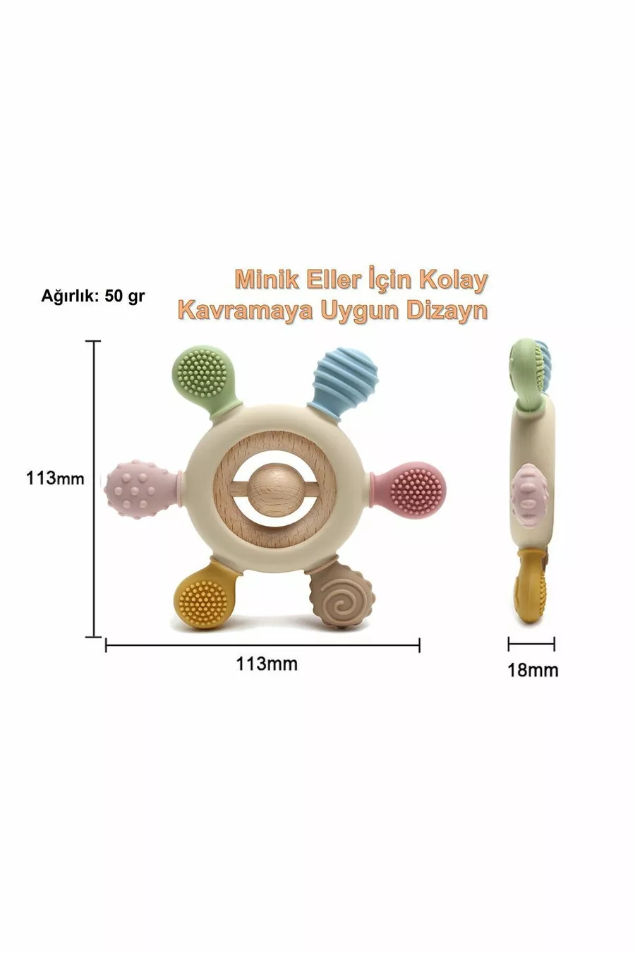 Anneau de dentition pour bébé (DENTIER DE COULEUR BEIGE)