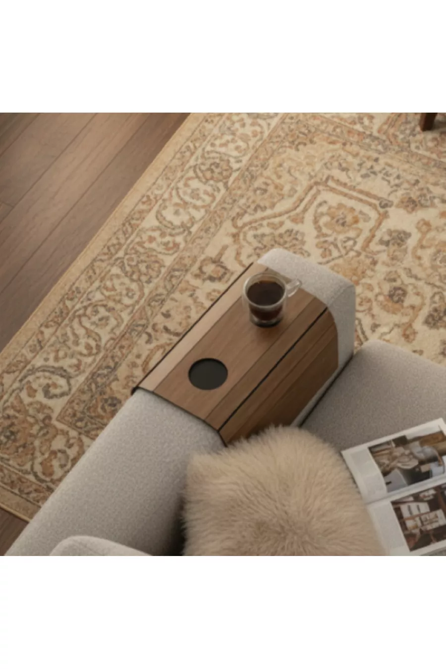 Plateau de fauteuil, table d'appoint latérale en bois, plateau portable pour le côté du fauteuil