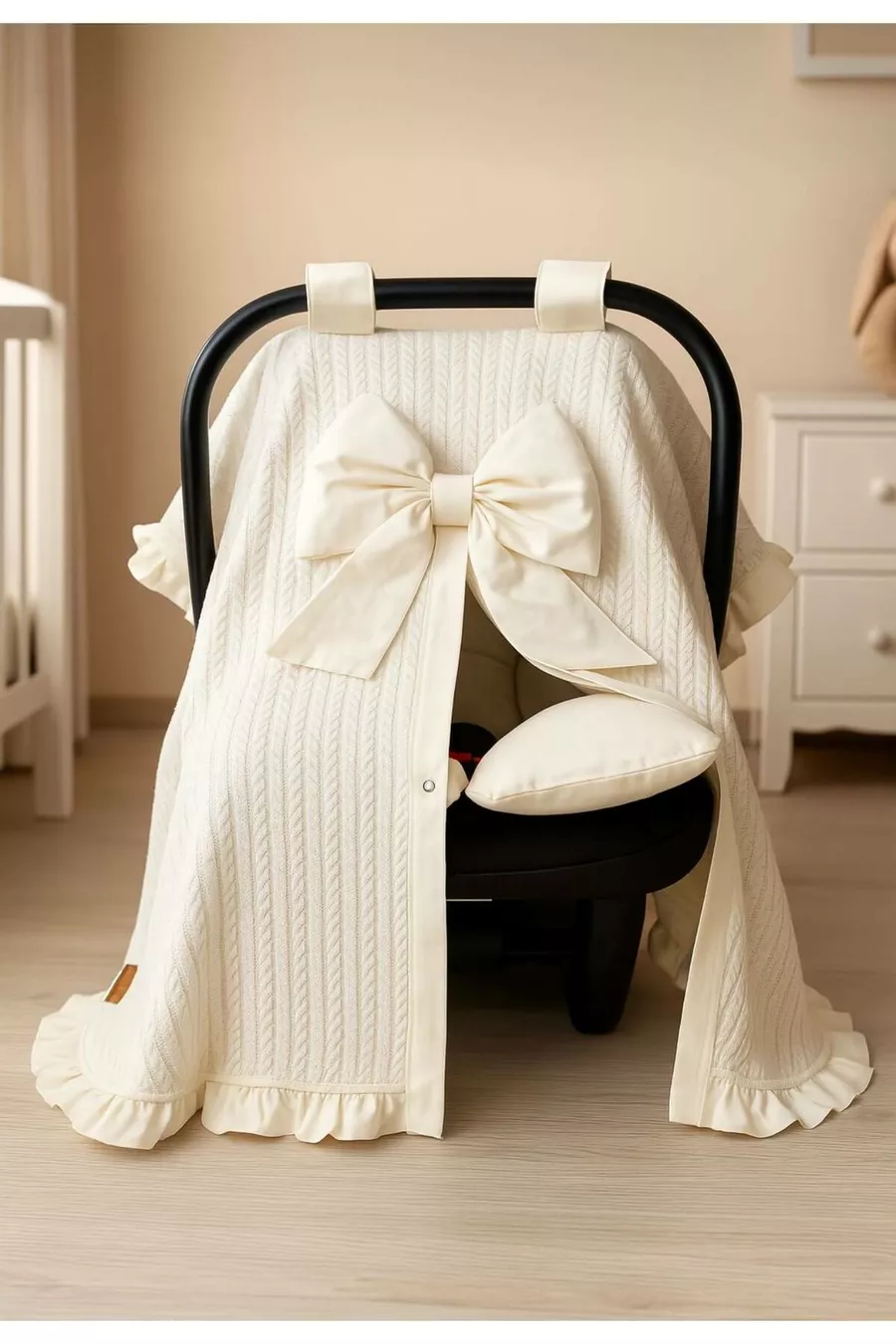 Couverture de poussette pour bébé à volants 2 pièces, Coussin de poussette avec soutien lombaire orthopédique